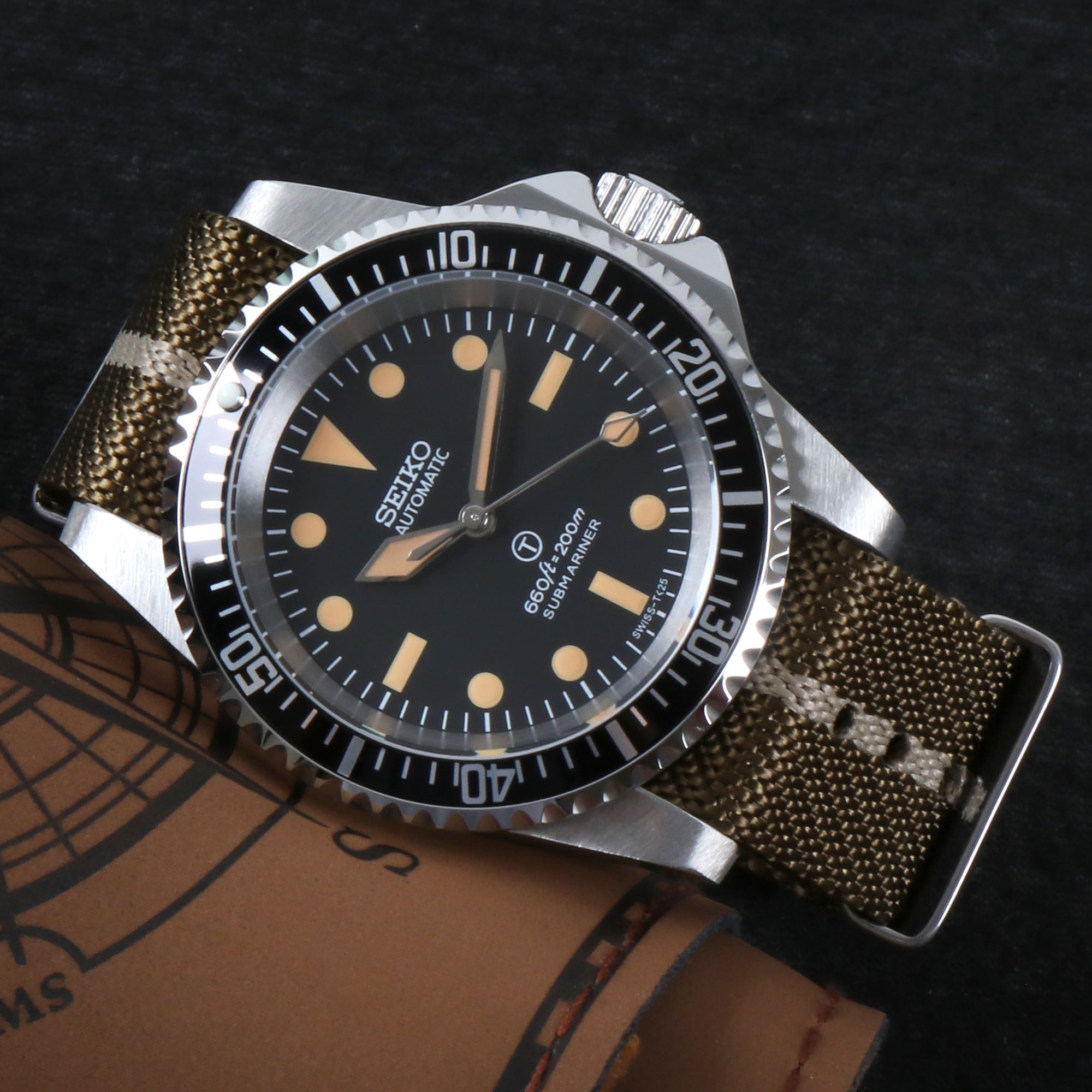 Custom Seiko Mod Vintage Milsub Watch