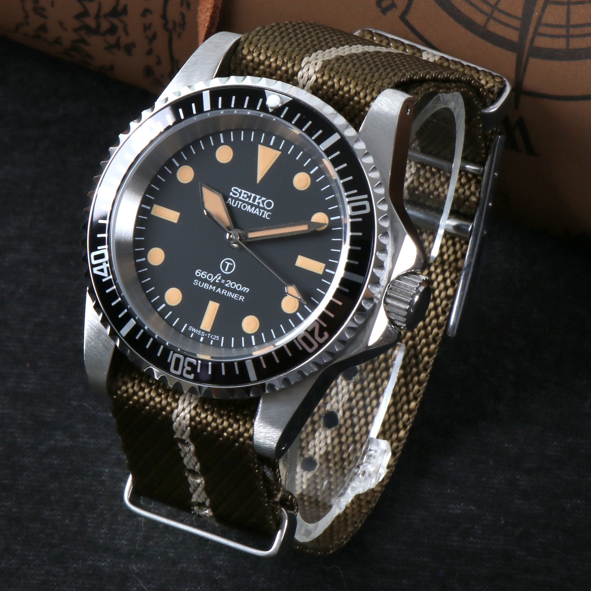 Custom Seiko Mod Vintage Milsub Watch