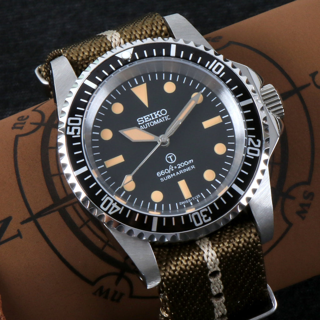 Custom Seiko Mod Vintage Milsub Watch