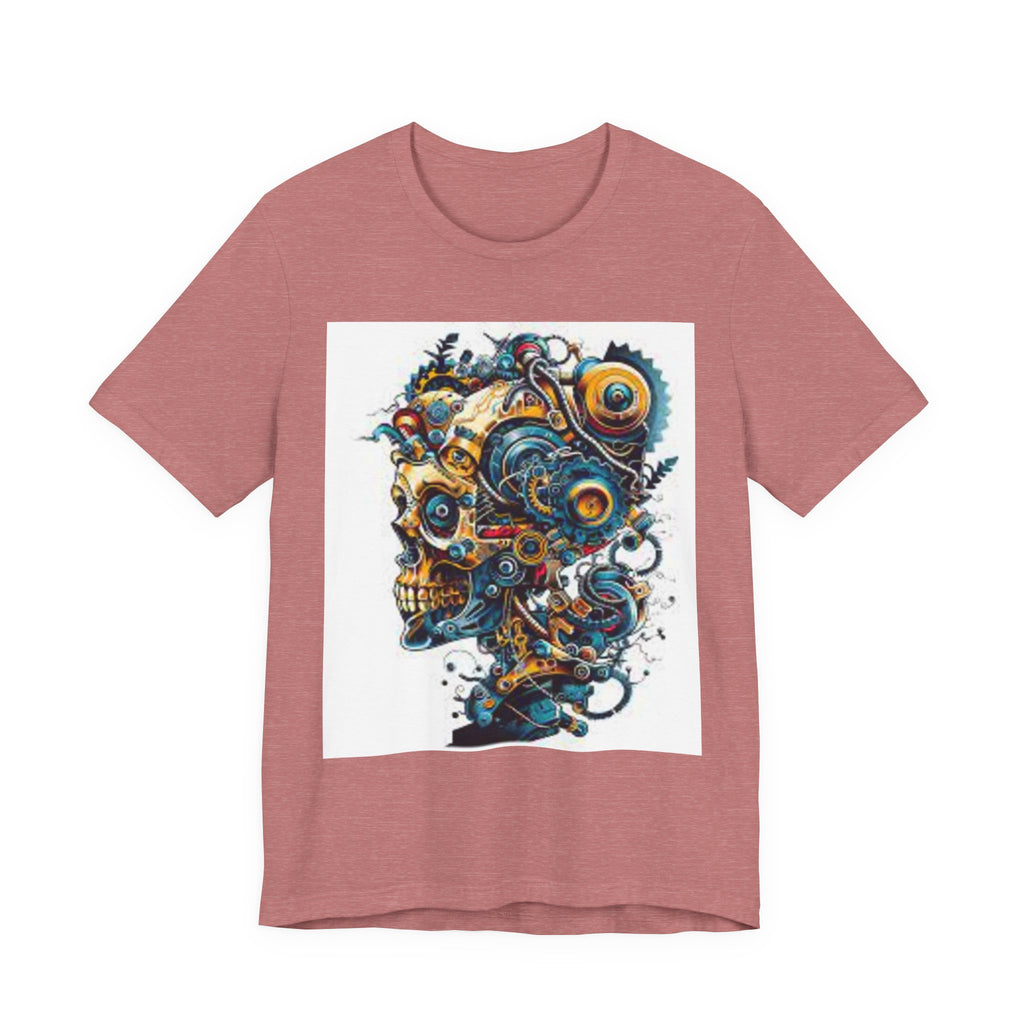 Mechanical Skull Graphic Tee — Steampunk Skull Art T-Shirt