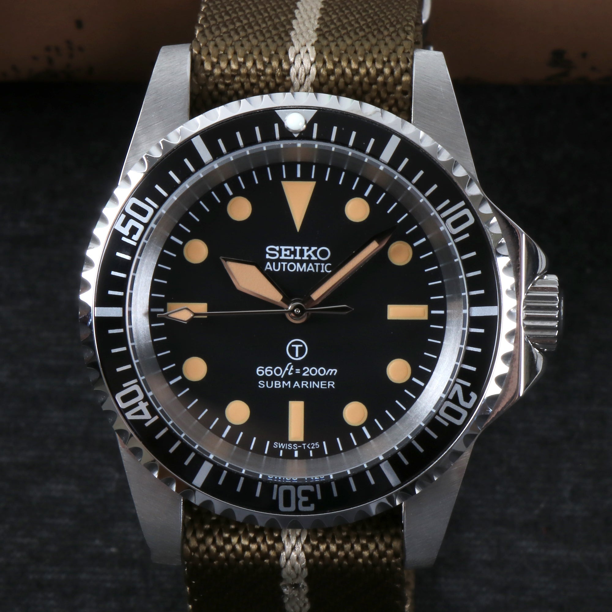 Custom Seiko Mod Vintage Milsub Watch