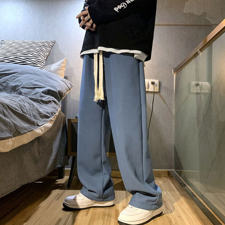 Men's Fleece-lined Thick Loose Winter Straight Fashion Casual Pants