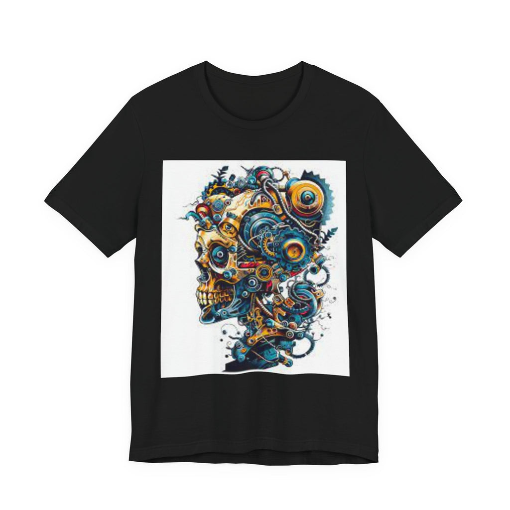 Mechanical Skull Graphic Tee — Steampunk Skull Art T-Shirt