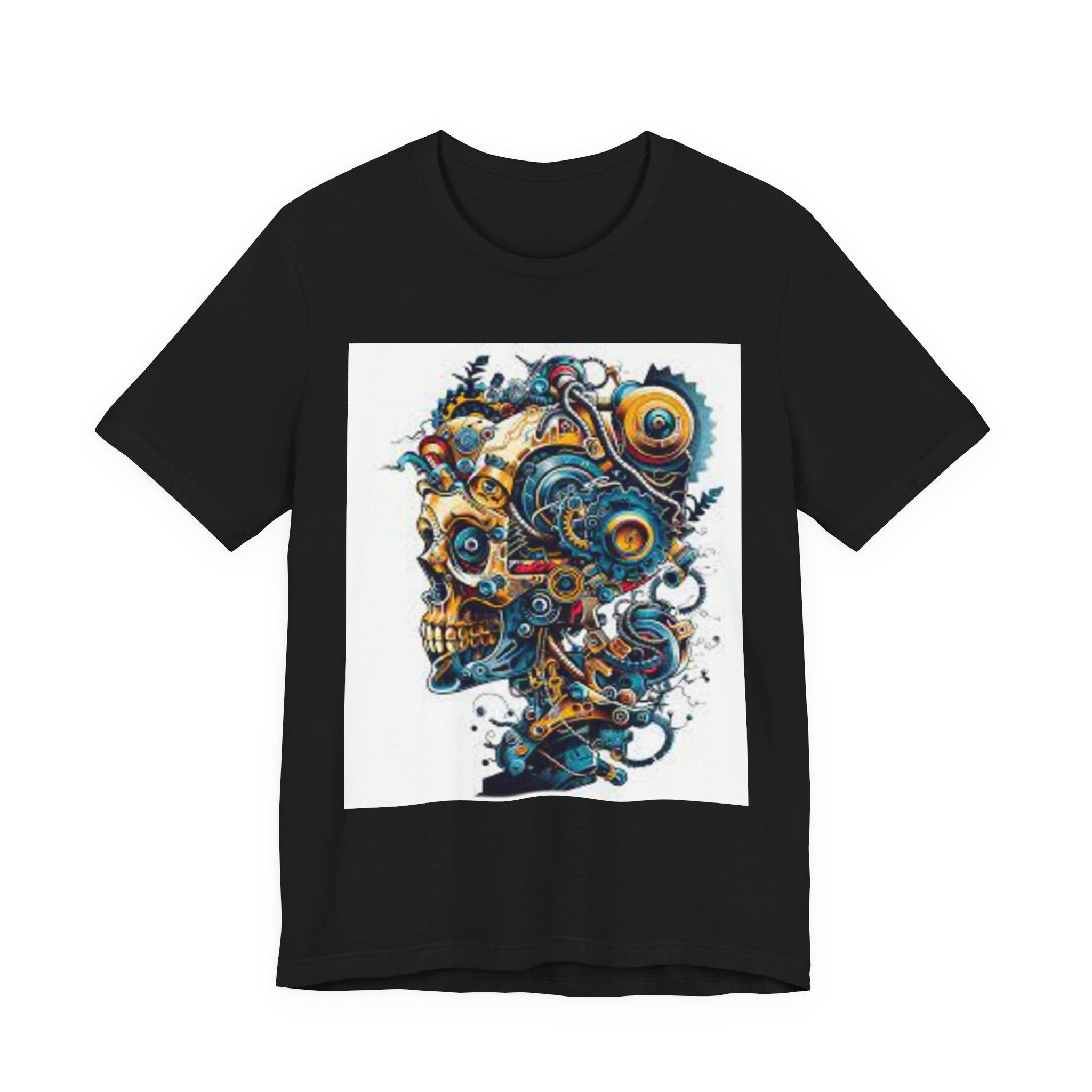 Mechanical Skull Graphic Tee — Steampunk Skull Art T-Shirt