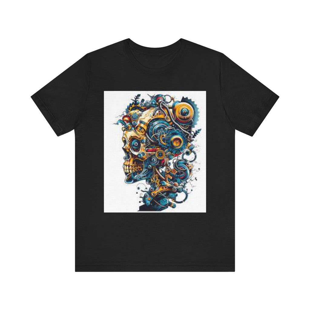 Mechanical Skull Graphic Tee — Steampunk Skull Art T-Shirt