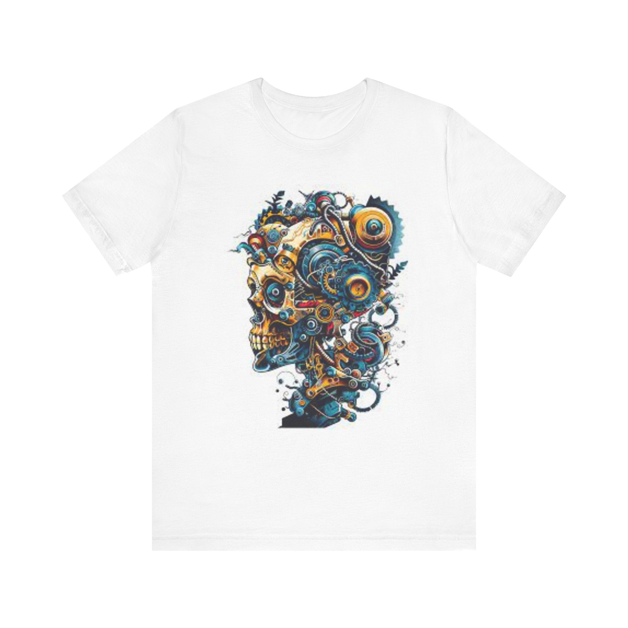 Mechanical Skull Graphic Tee — Steampunk Skull Art T-Shirt