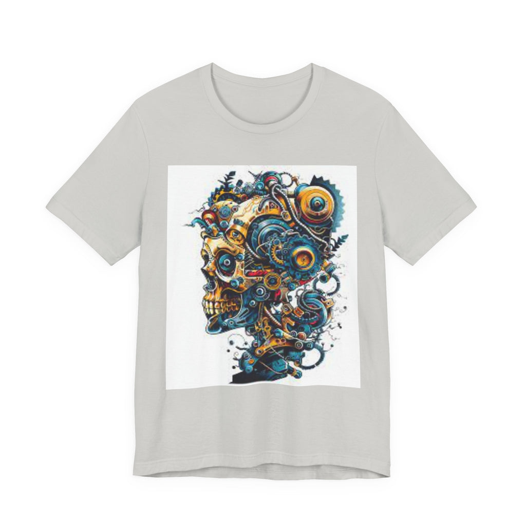 Mechanical Skull Graphic Tee — Steampunk Skull Art T-Shirt