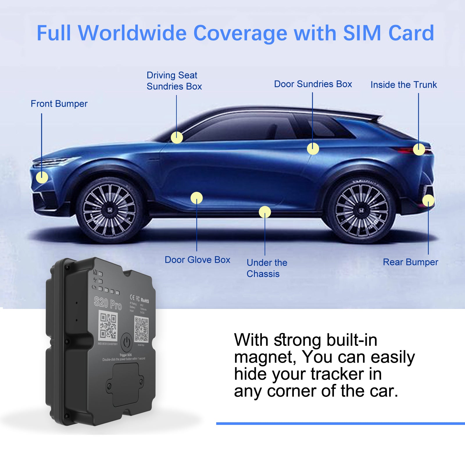 Long Battery 4G GPS Vehicle Tracker - Up To 30 Days Standby, Real-Time Tracking, Magnetic & Waterproof, Subscription Required