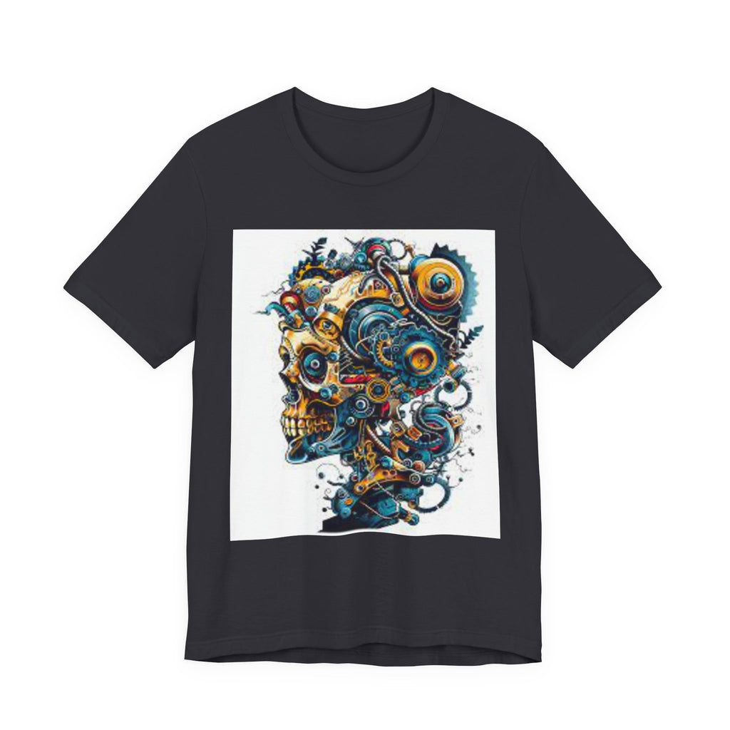 Mechanical Skull Graphic Tee — Steampunk Skull Art T-Shirt