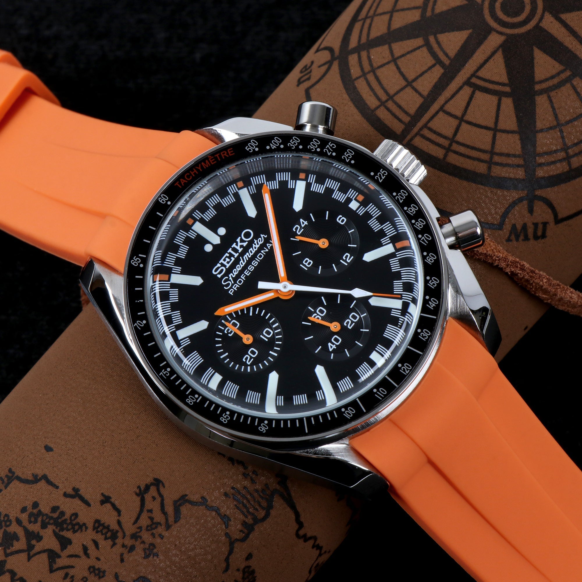 Custom Seiko Mod Orange Speed Watch