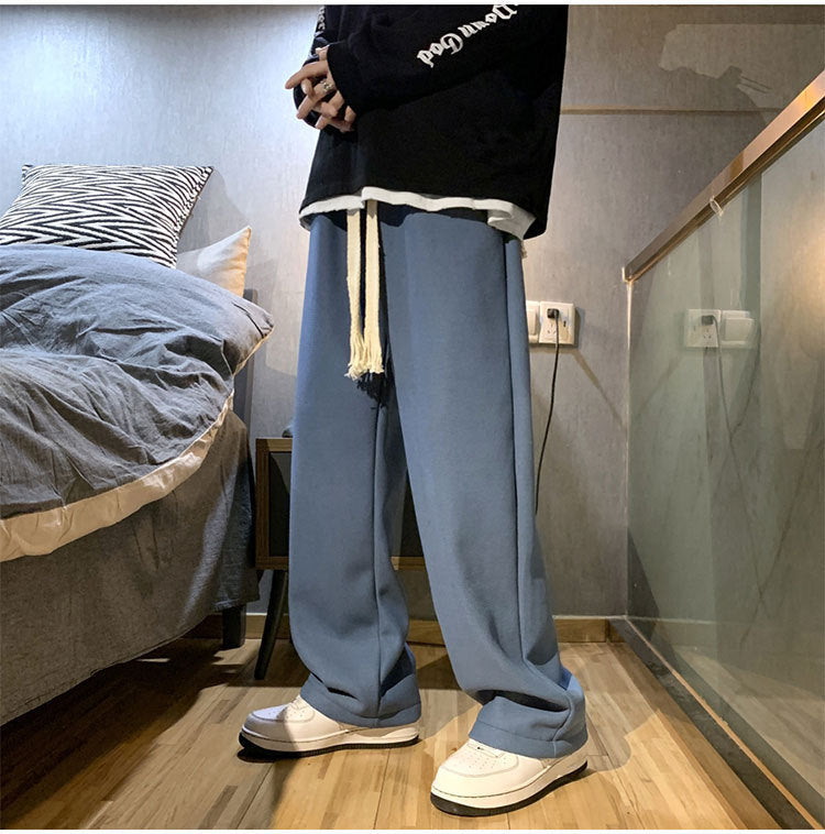 Men's Fleece-lined Thick Loose Winter Straight Fashion Casual Pants