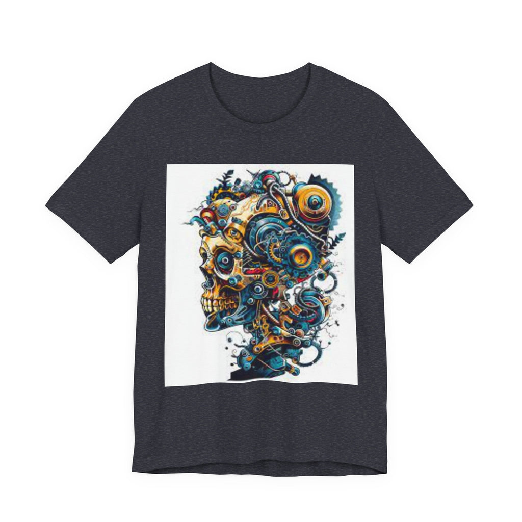 Mechanical Skull Graphic Tee — Steampunk Skull Art T-Shirt
