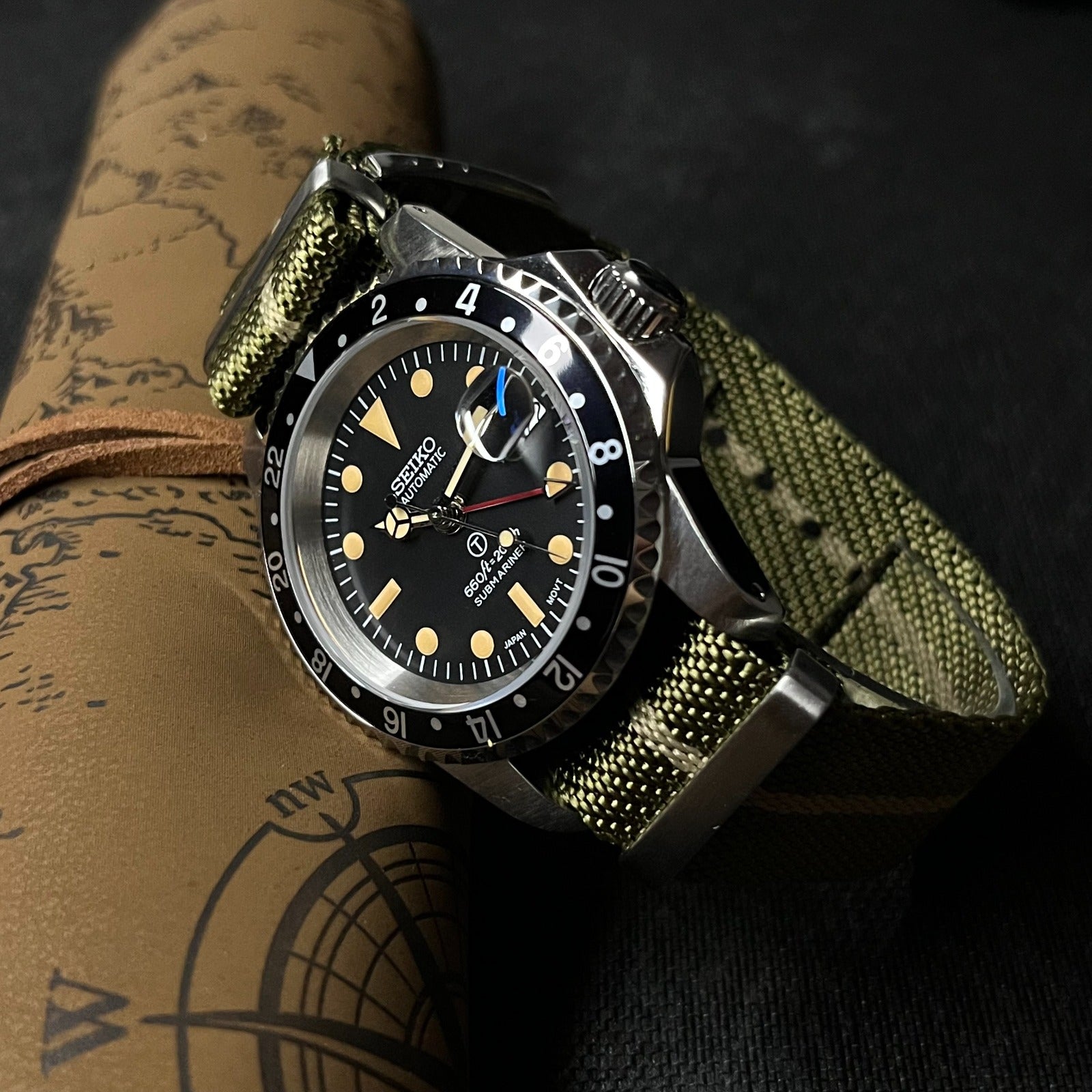 Custom Seiko Vintage Milsub GMT Mod - Cylops