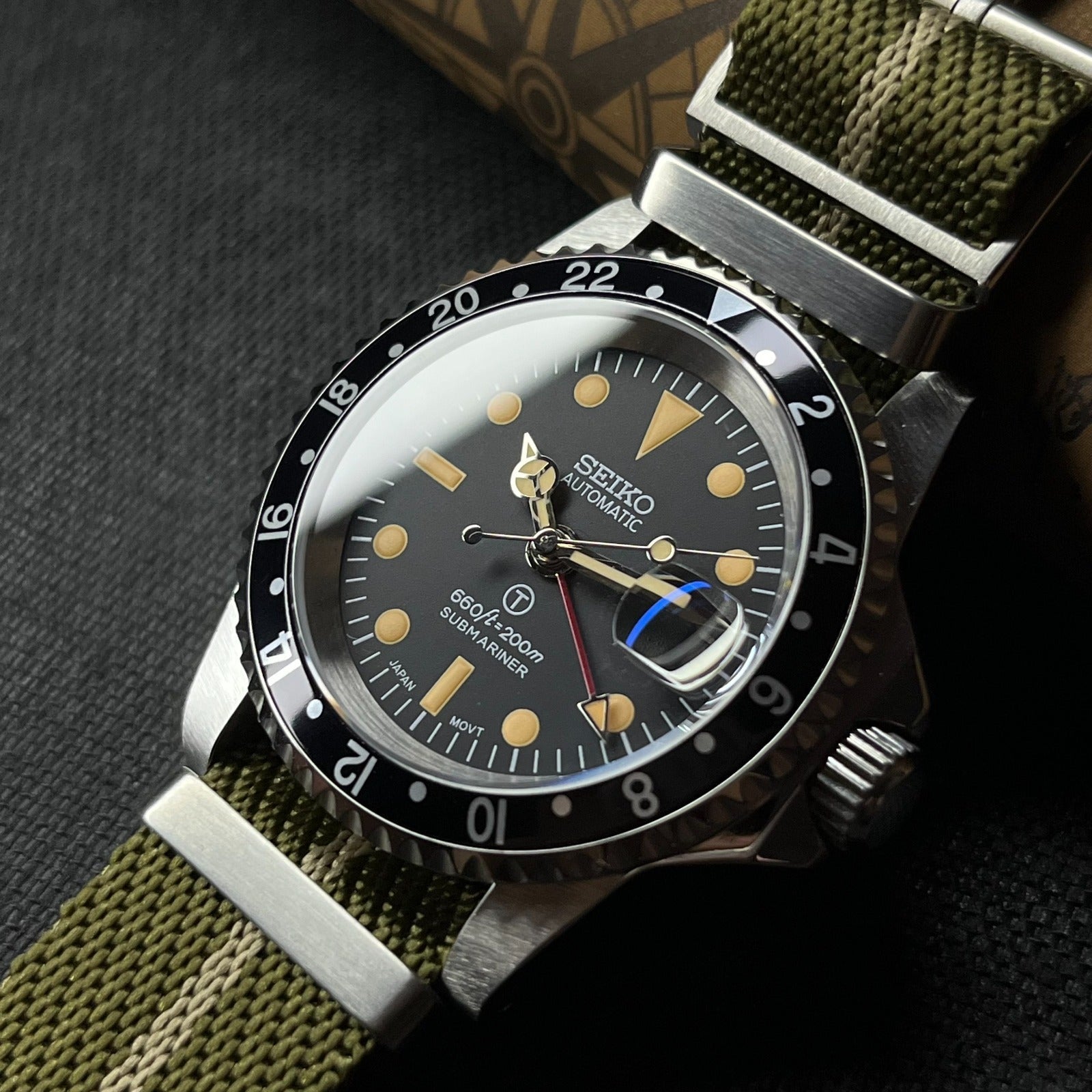 Custom Seiko Vintage Milsub GMT Mod - Cylops