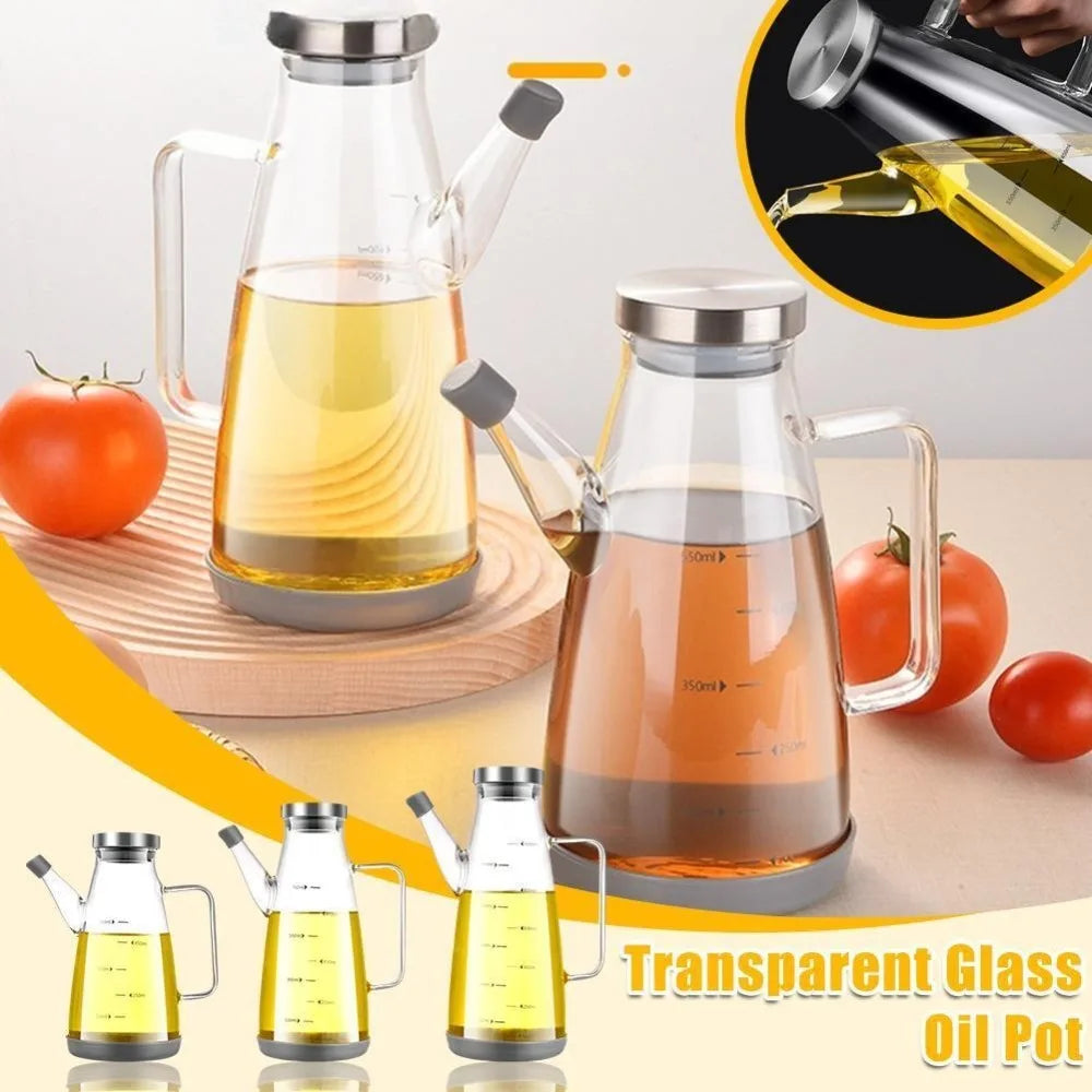 600/800/1000ML Glass Oil Dispenser Bottle with Drip Free Spout Large Capacity Leak-Proof Oil Storage Container for Kitchen Tools