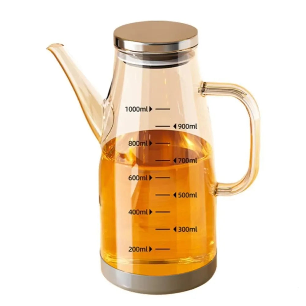 600/800/1000ML Glass Oil Dispenser Bottle with Drip Free Spout Large Capacity Leak-Proof Oil Storage Container for Kitchen Tools