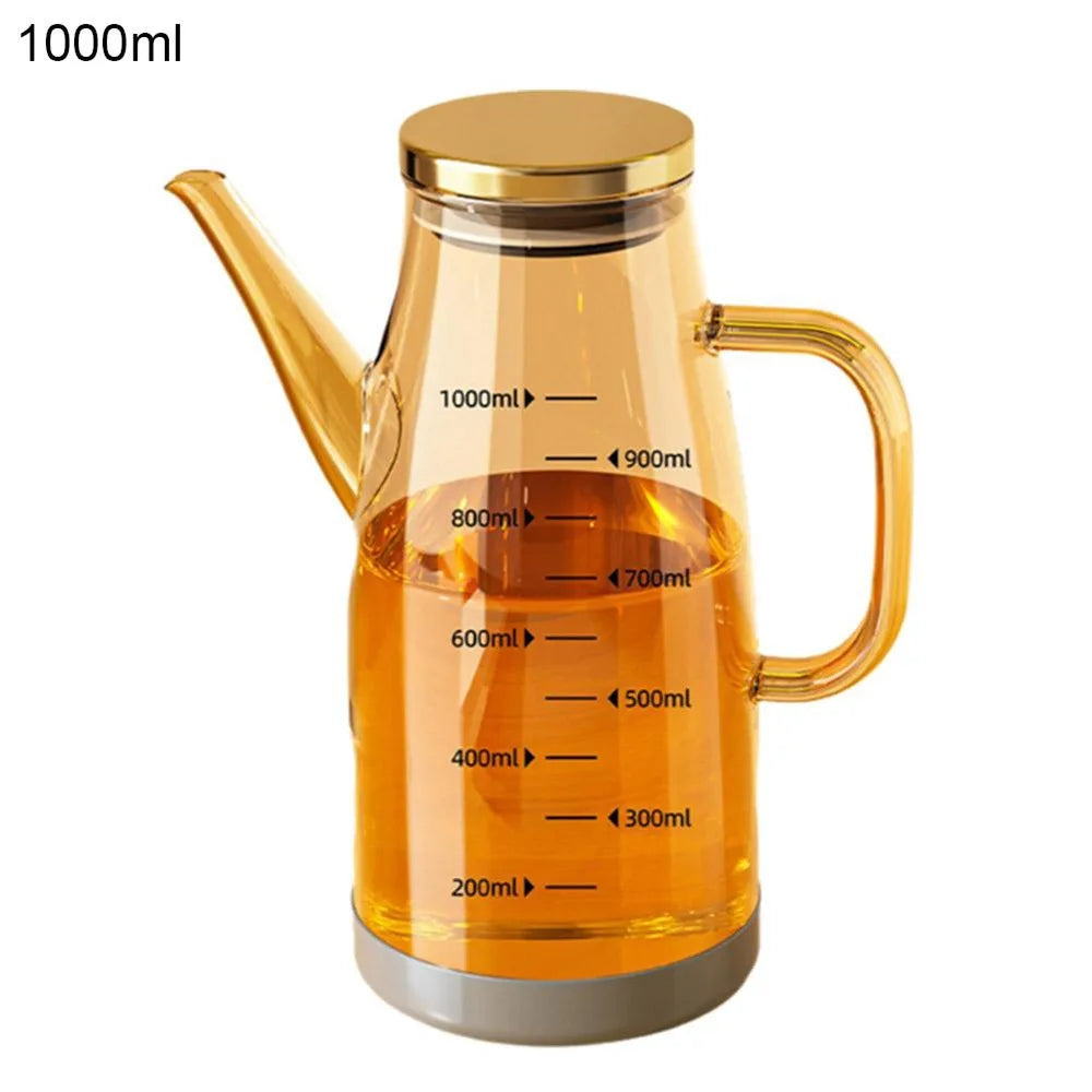 600/800/1000ML Glass Oil Dispenser Bottle with Drip Free Spout Large Capacity Leak-Proof Oil Storage Container for Kitchen Tools