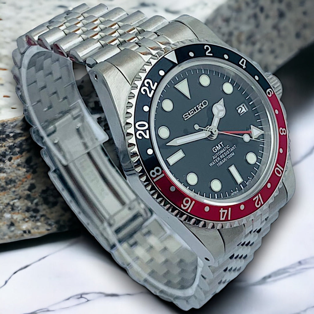 Custom Seiko MilSub Vintage Pepsi GMT Benz Date Mod