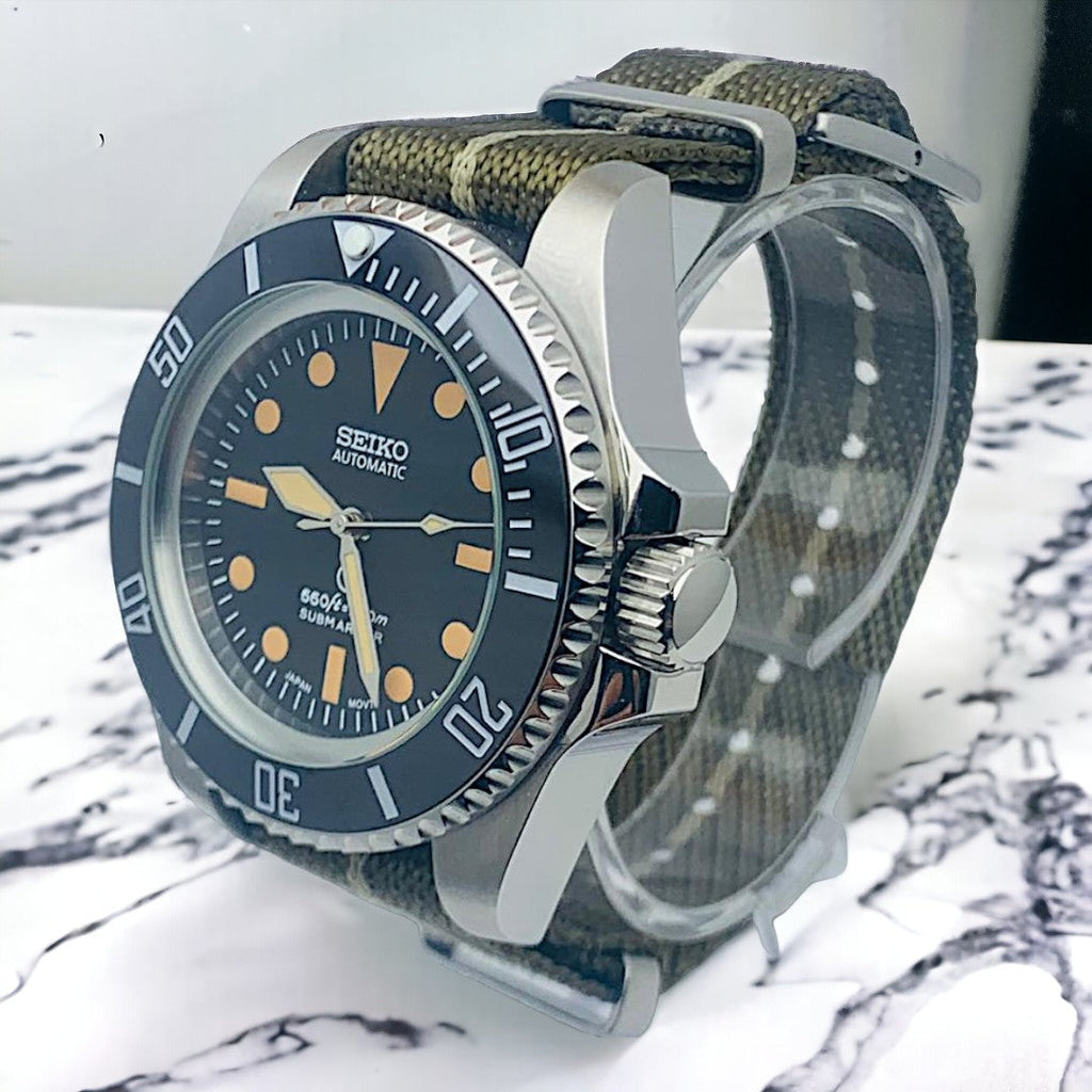 Custom Seiko milsub vintage style 44mm Deep Diver Mod