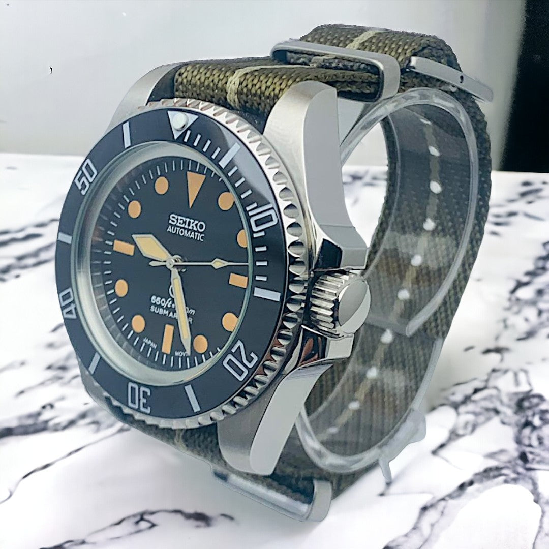 Custom Seiko milsub vintage style 44mm Deep Diver Mod