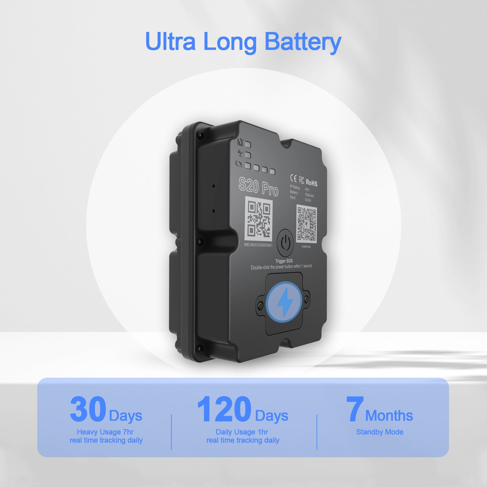 Long Battery 4G GPS Vehicle Tracker - Up To 30 Days Standby, Real-Time Tracking, Magnetic & Waterproof, Subscription Required