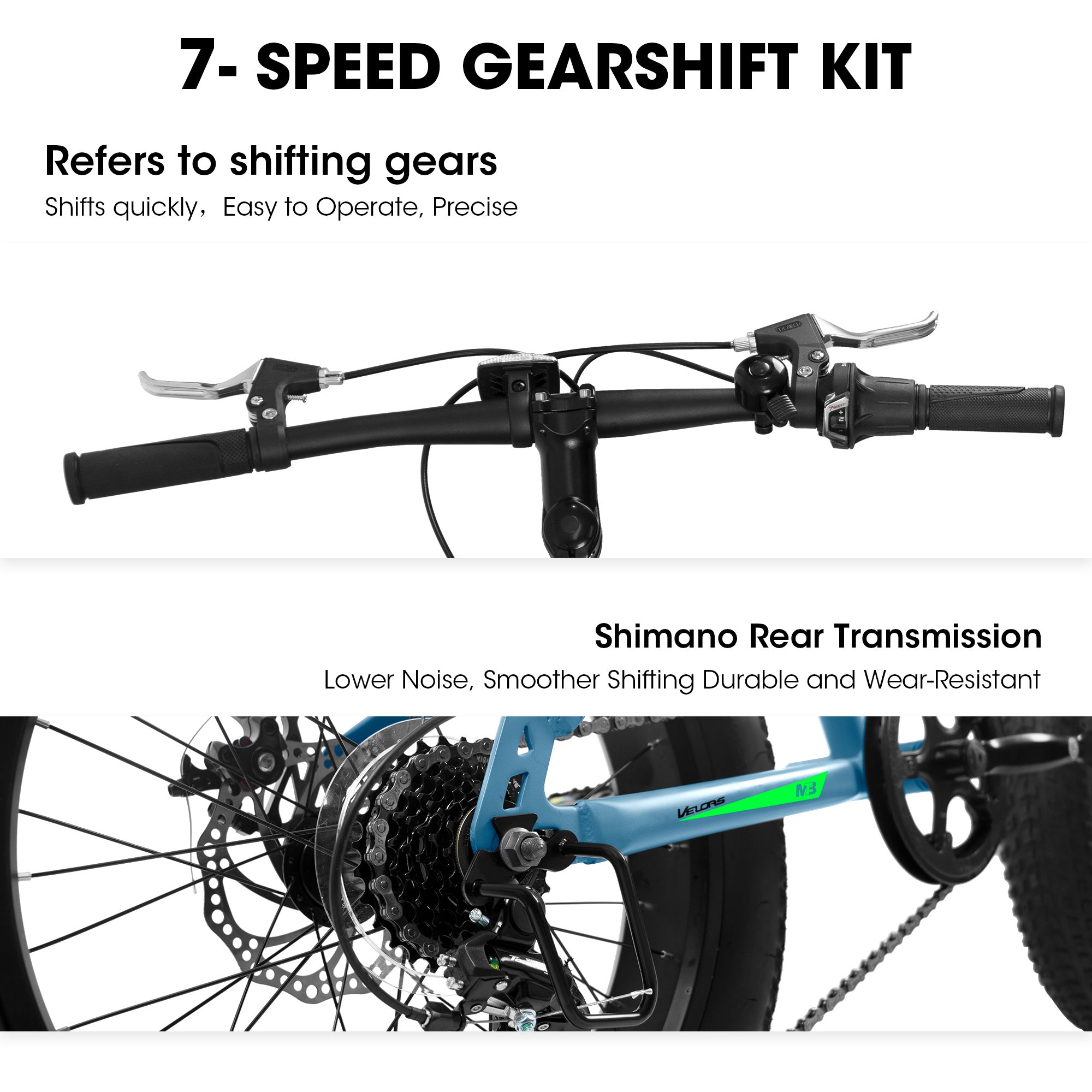 V20235 20 Inch Fat Tire Bike 7 Speed Mountain Bike, Dual Disc Brakes, High Carbon Steel Frame, Front Suspension, Mountain Buggy, City Commuter City Bike, Fat Tire Bike