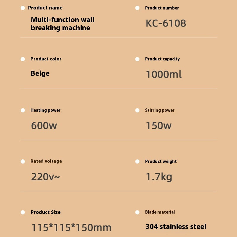 Household Portable Soybean Milk Machine Automatic Multifunction Juicer