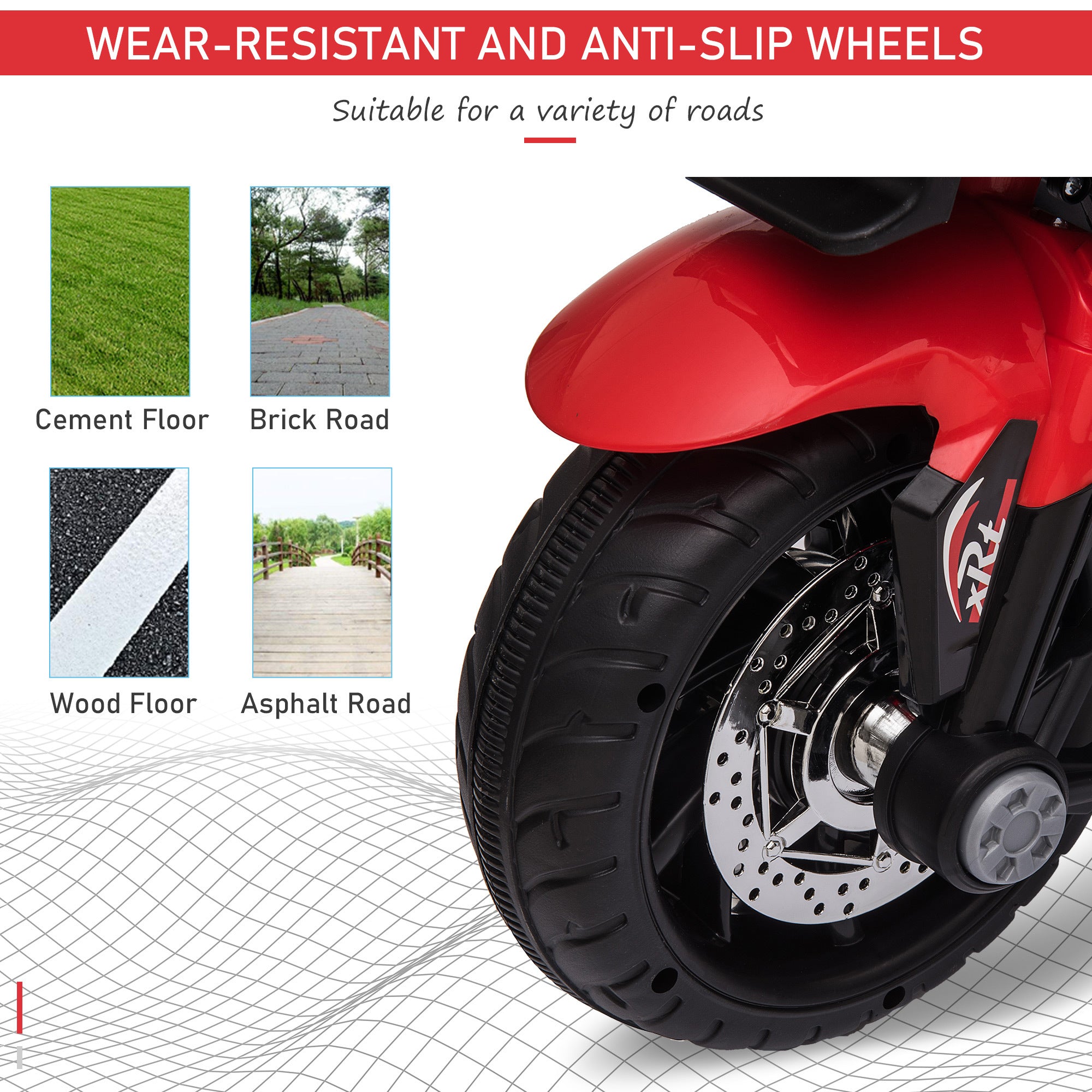 Red 6V Kids Electric Motorcycle Ride-On Dirt Bike Toy With Music Horn Headlights