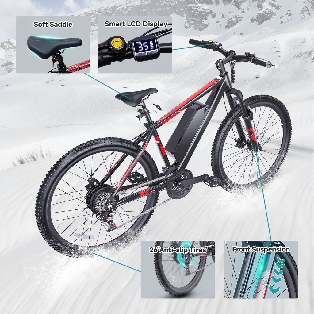 350W 20in City Electric Bike, 40km Range, 21-Speed Gears, Mechanical Disc Brakes