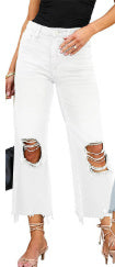 Women's Straight Loose Hole Jeans