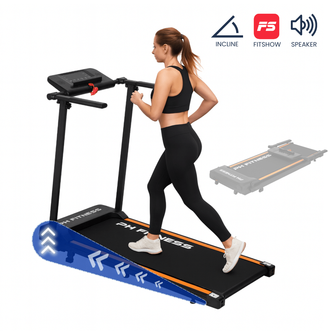 Loopband – 8 km/u – Incline & Handmatige Helling – Opvouwbaar / Inklapbaar – F2A – Black / Zwart